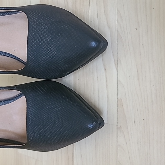 Qupid women's Black Snake Skin Design Pointed Toe Stiletto Heel Formal Shoe 7.5 - Picture 7 of 9